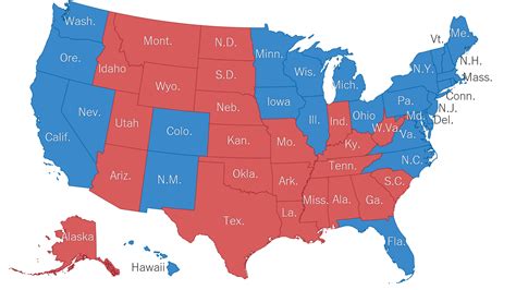 blue states in the us|blue and red states map.